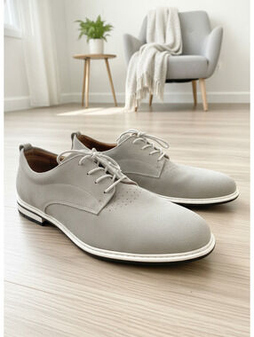 Amberjack Men's Suede Lace Up Shoes Size 13 Made in Portugal Grey Tan CC